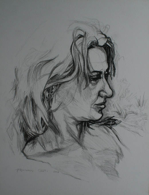 'Carol' - drawing of the artist's wife - pencil on paper - 2009