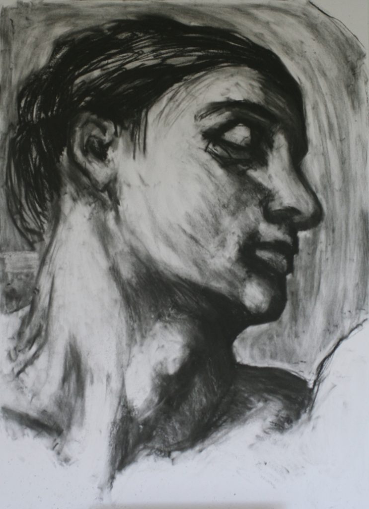 'A D A M' - after Michelangelo's dipiction of Adam in the Sistine chapel - charcoal on paper - 2012